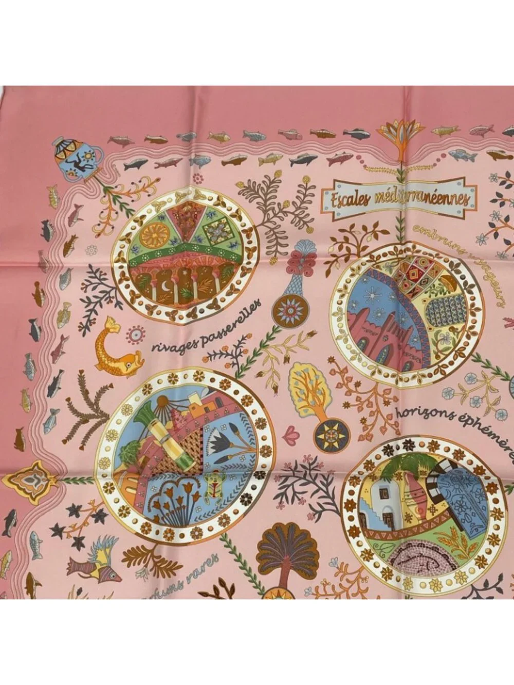 Hermes Carre 90 Escales Mediterraneennes Mediterranean Port Town Scarf Silk - Picture 5 of 7